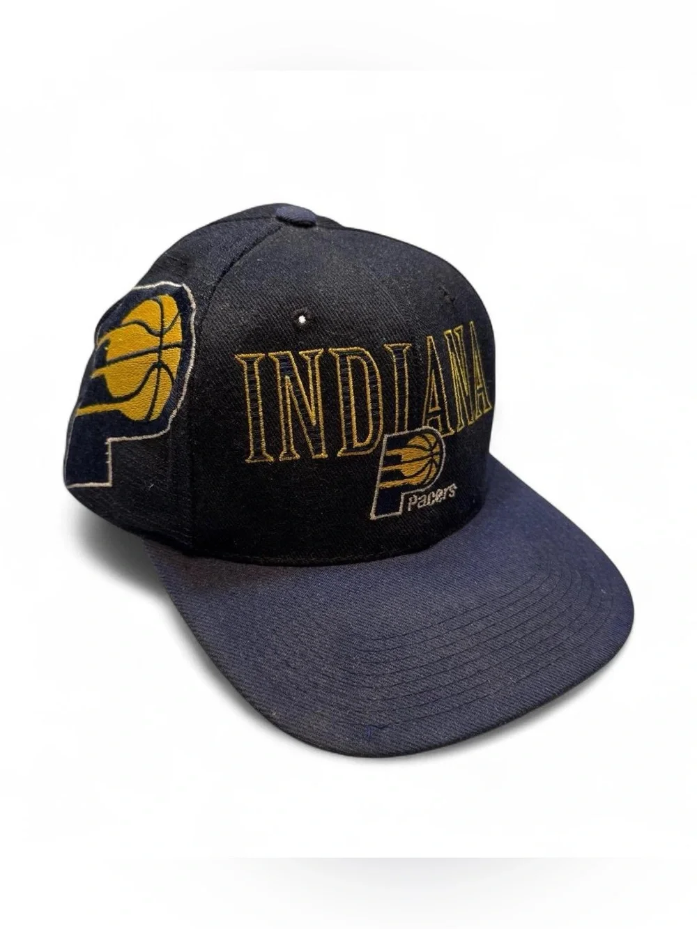 Vintage 90s Indiana Pacers Sports Specialties Laser Shadow Snapback Hat Cap OSFA